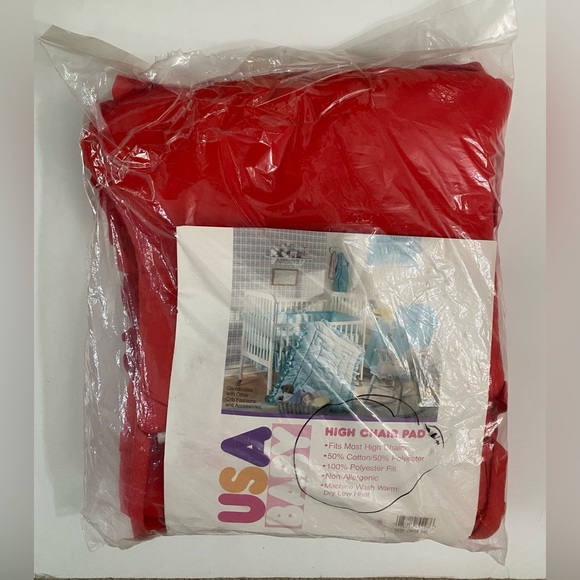 Percale High Chair Pad for Baby, Red, no- iron, 180 Thread Count. Brand new - Picture 2 of 4